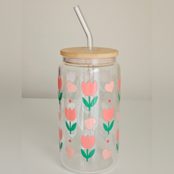 Tulip Flower 16oz Beer Can Glass Cup - Picture 3 of 5